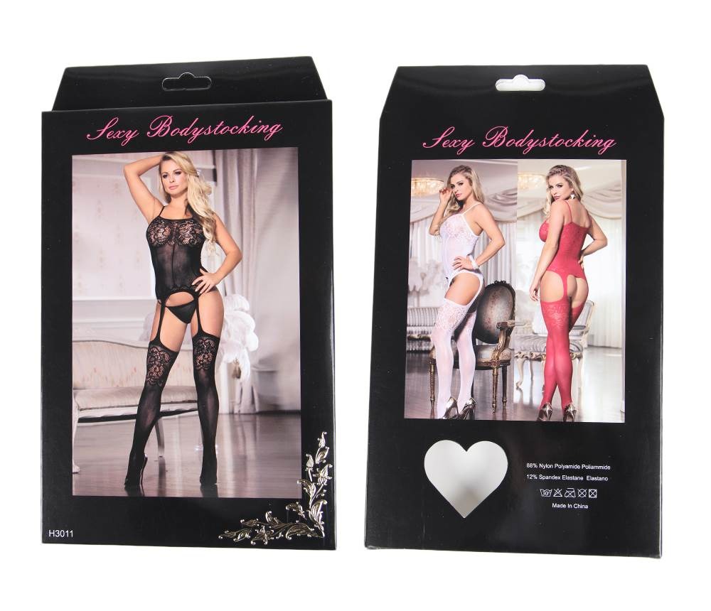 Комбінезон прозорий Star Night Foxy Suspender Style з імітацією панчох, чорний