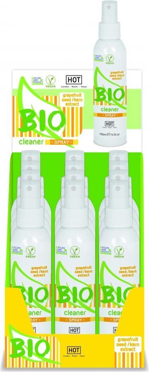 Дисплей із очисником для секс іграшок HOT BIO Cleaner Spray 150 мл (12 шт. у наборі)