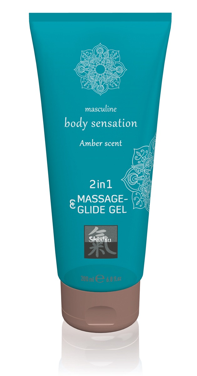 Лубрикант та масажне масло 2 в 1 HOT SHIATSU Massage-& Glide gel 2in1 Amber scent, 200 мл