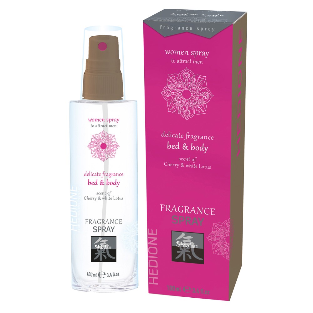 Спрей для тела и постели с феромонами и афродизиаками SHIATSU Fragrance Вишня и белый лотос, 100 мл