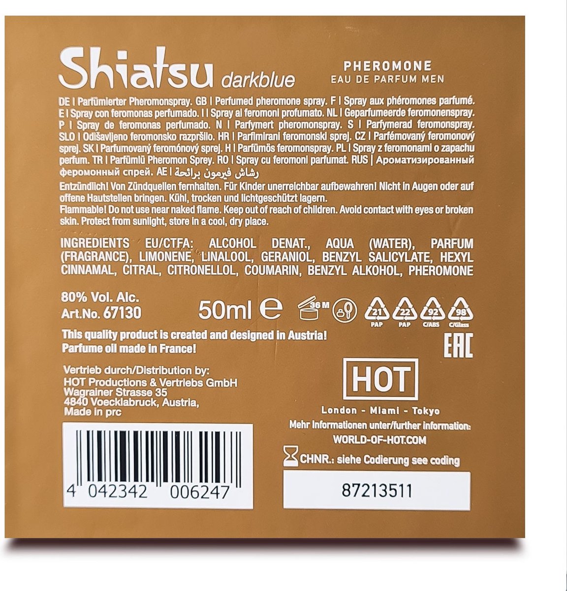 Духи з феромонами чоловічі SHIATSU Pheromone Fragrance men darkblue, 50 мл