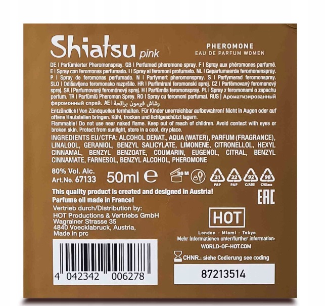 Духи з феромонами жіночі SHIATSU Pheromone Fragrance Women Pink, 50 мл