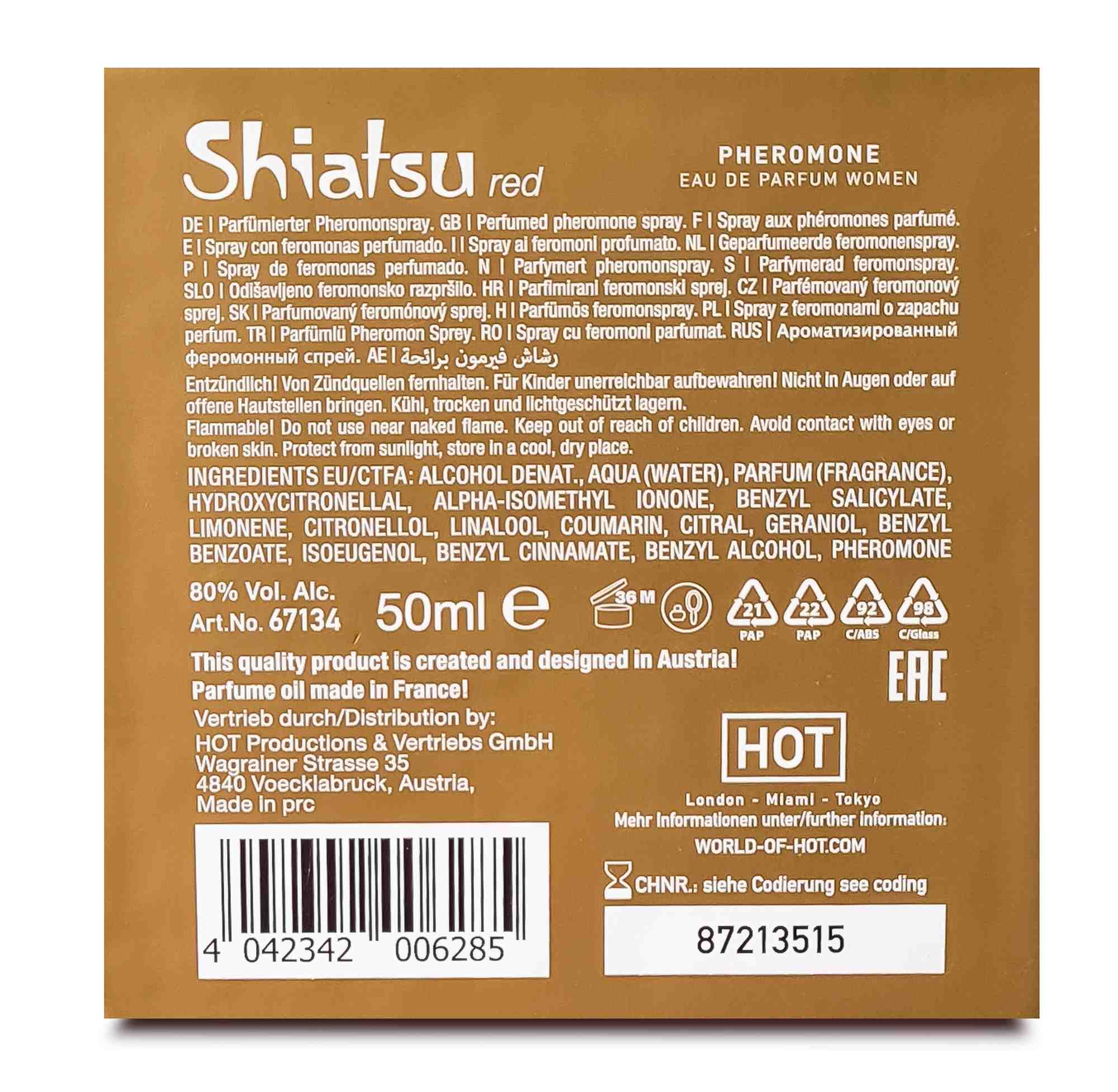Духи с феромонами женские SHIATSU Pheromone Fragrance women red, 50 мл
