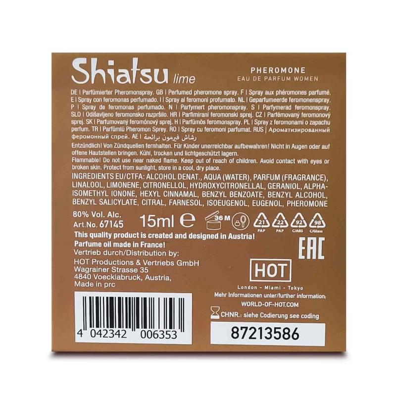 Духи з феромонами жіночі SHIATSU Pheromone Fragrance women lime, 15 мл
