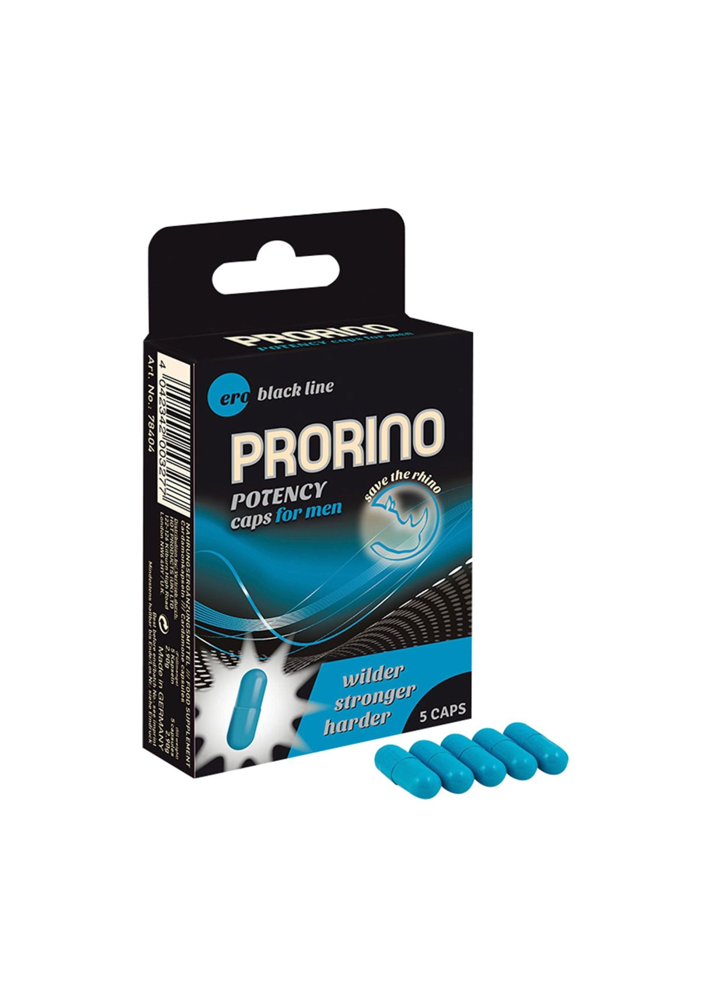 Збудливі капсули для чоловіків ERO PRORINO black line Potency (ціна за 5 капсул в упаковці)