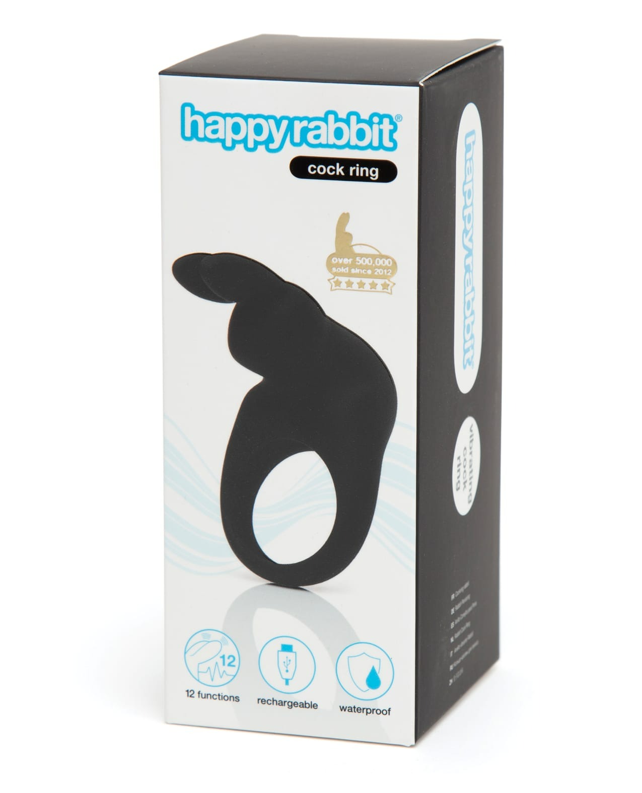 Ерекційне кільце для члена Happy Rabbit, що перезаряджається, чорне