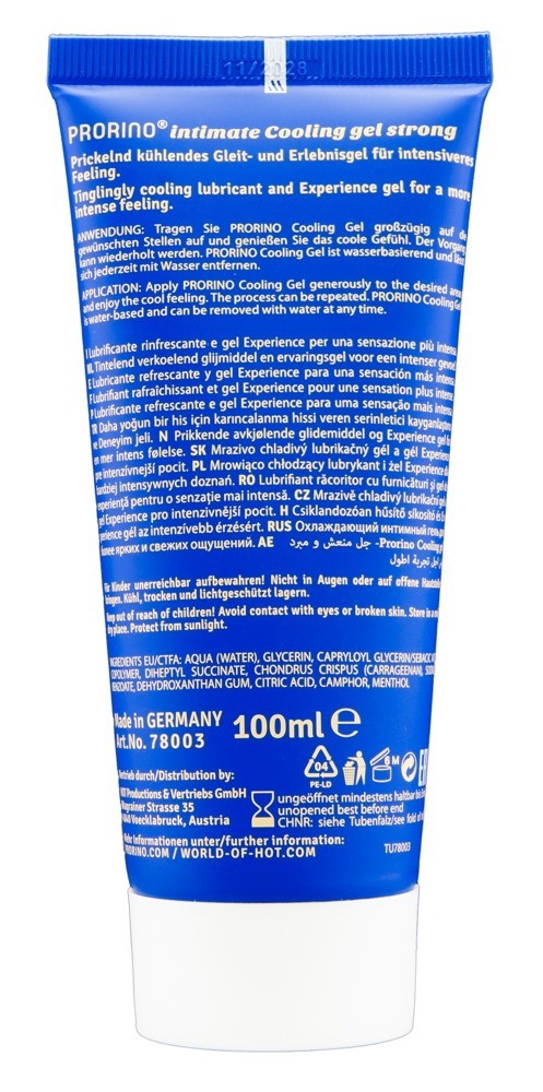 Інтимний гель Hot PRORINO Intimate Strong з ефектом охолодження, 100 мл