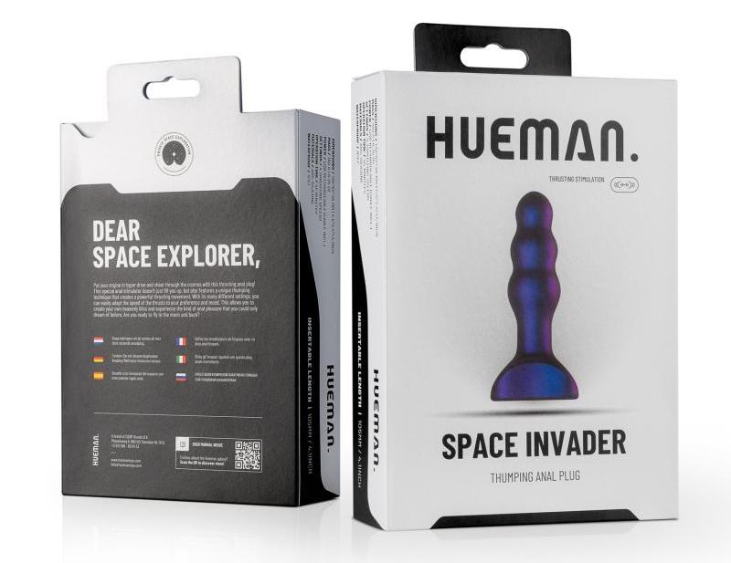 Анальная пробка с вибрацией Hueman, фиолетовая, 3,7 см
