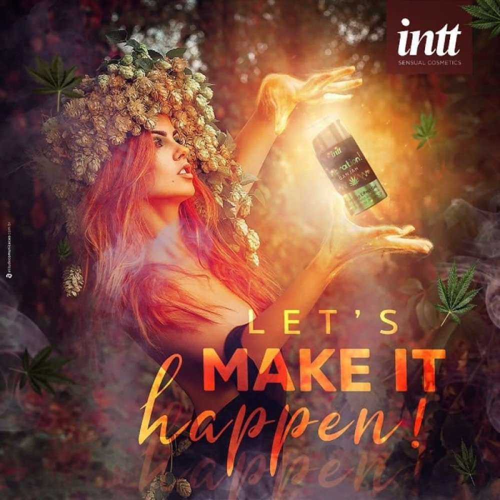 Рідкий вібратор зі зігрівальним ефектом Intt Vibration Ganjah та ароматом конопель, 15 мл