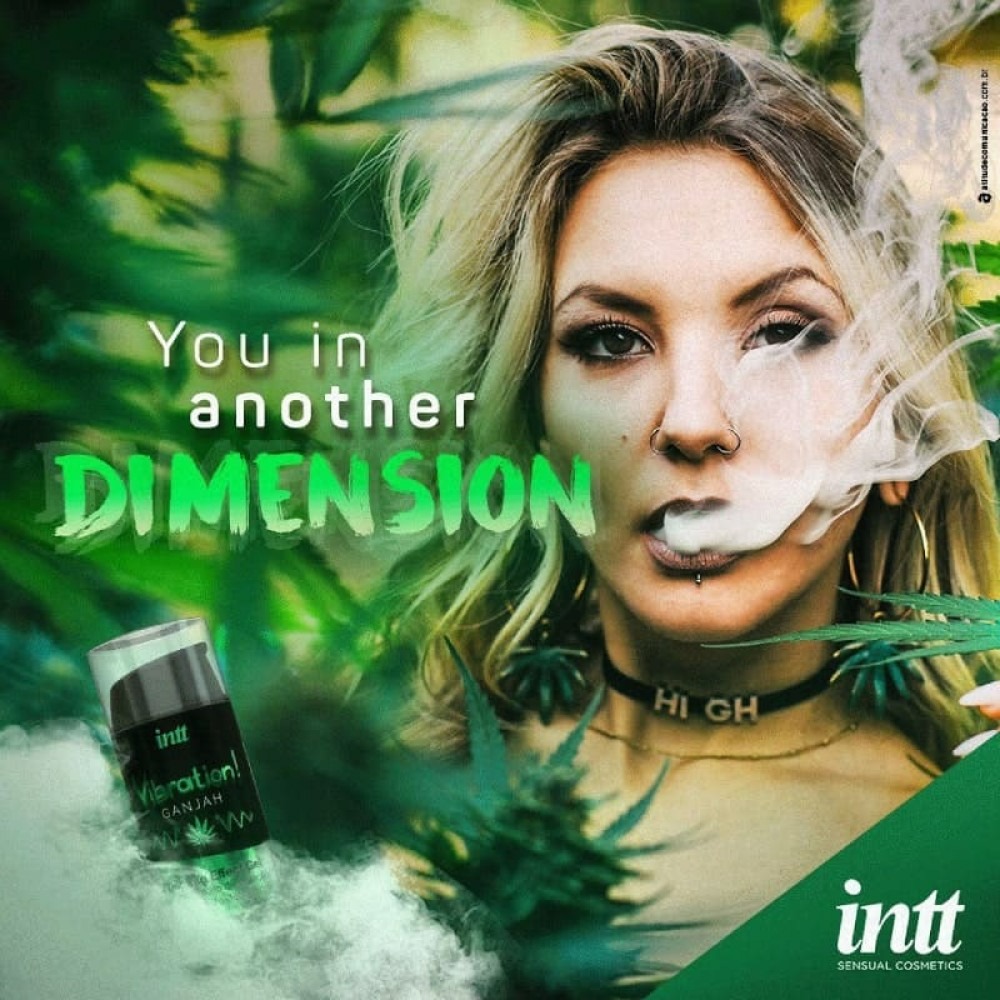Рідкий вібратор зі зігрівальним ефектом Intt Vibration Ganjah та ароматом конопель, 15 мл