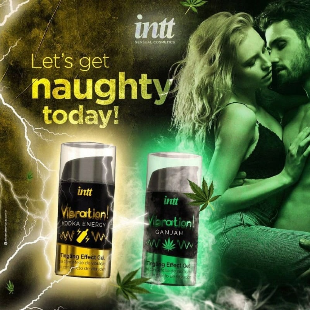 Рідкий вібратор зі зігрівальним ефектом Intt Vibration Ganjah та ароматом конопель, 15 мл