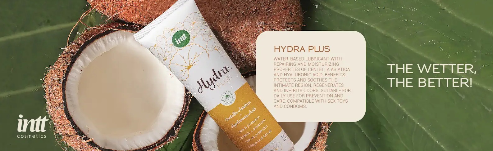 Лубрикант з гіалуроновою кислотою на водній основі Intt Hydra Plus і загоювальним ефектом, 100 мл