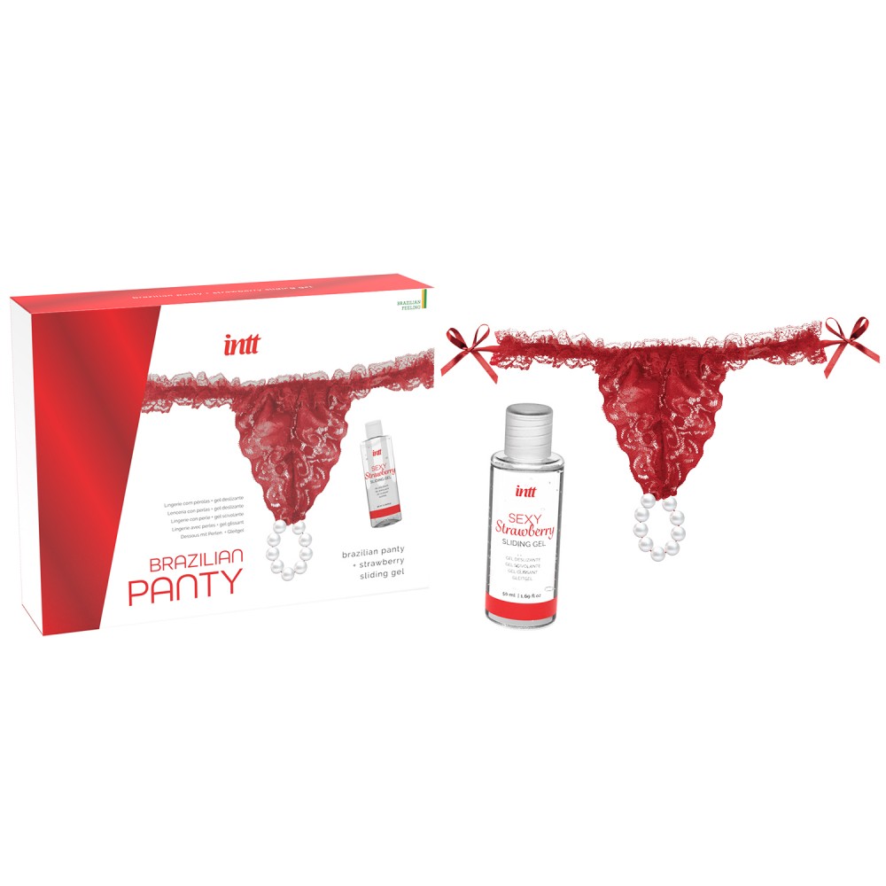 Набор Intt Brazilian Panty из красных трусиков и лубриканта