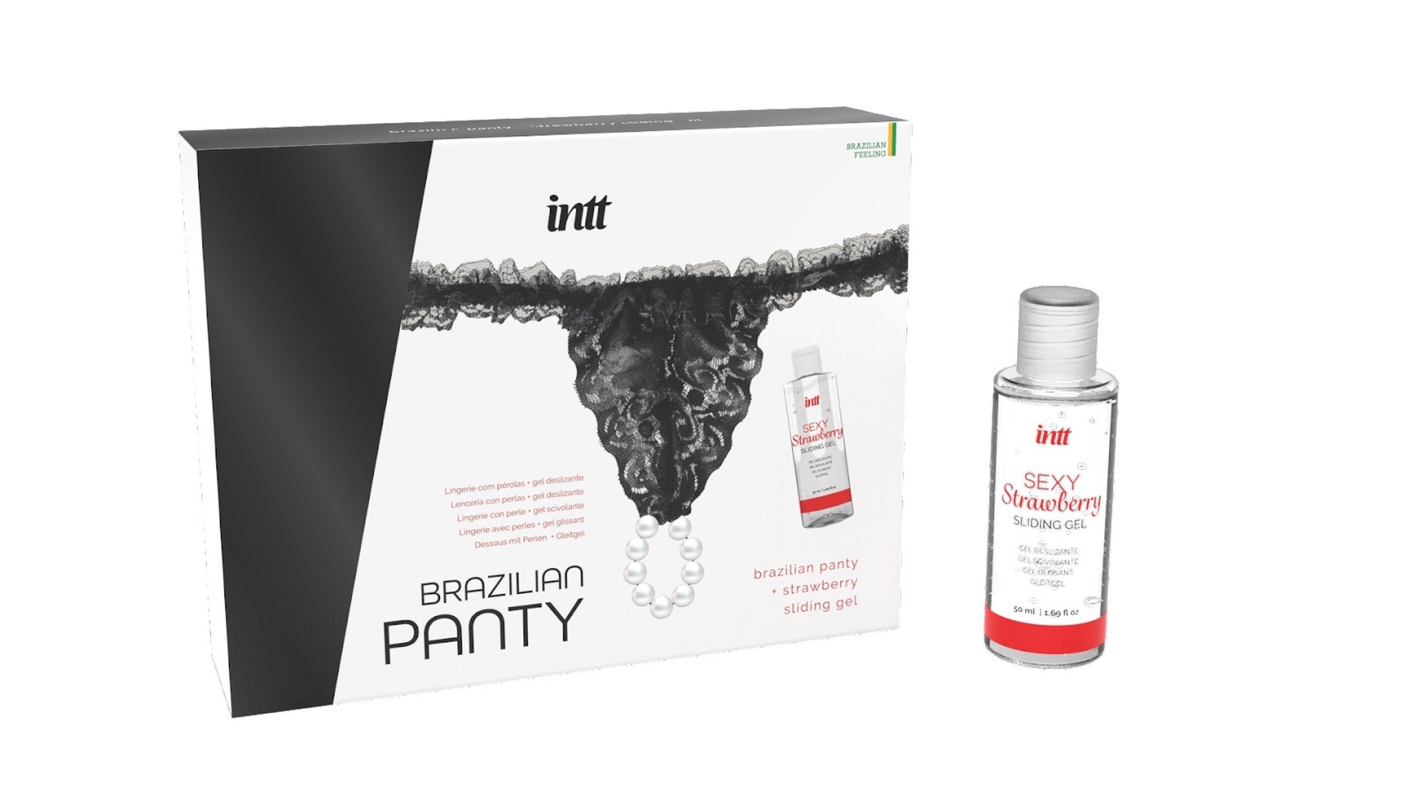 Набор INTT Brazilian Panty из черных трусиков и лубриканта