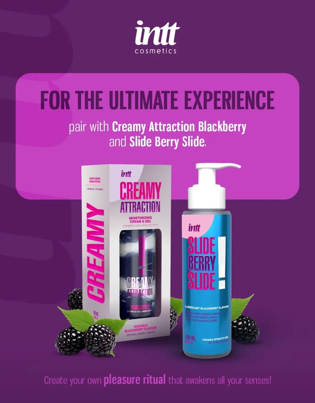 Крем-гель для тела Intt Creamy Attraction Blackberry, для поцелуев, 100 мл
