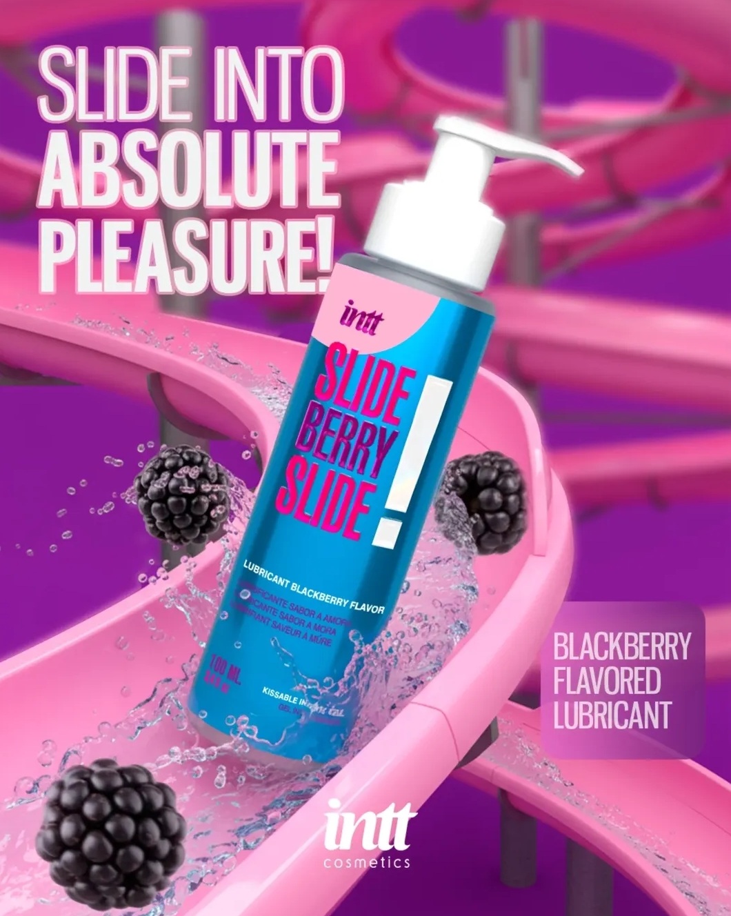 Лубрикант їстівний з ароматом ожини Intt SLIDE BERRY SLIDE! на водній основі, 100 мл