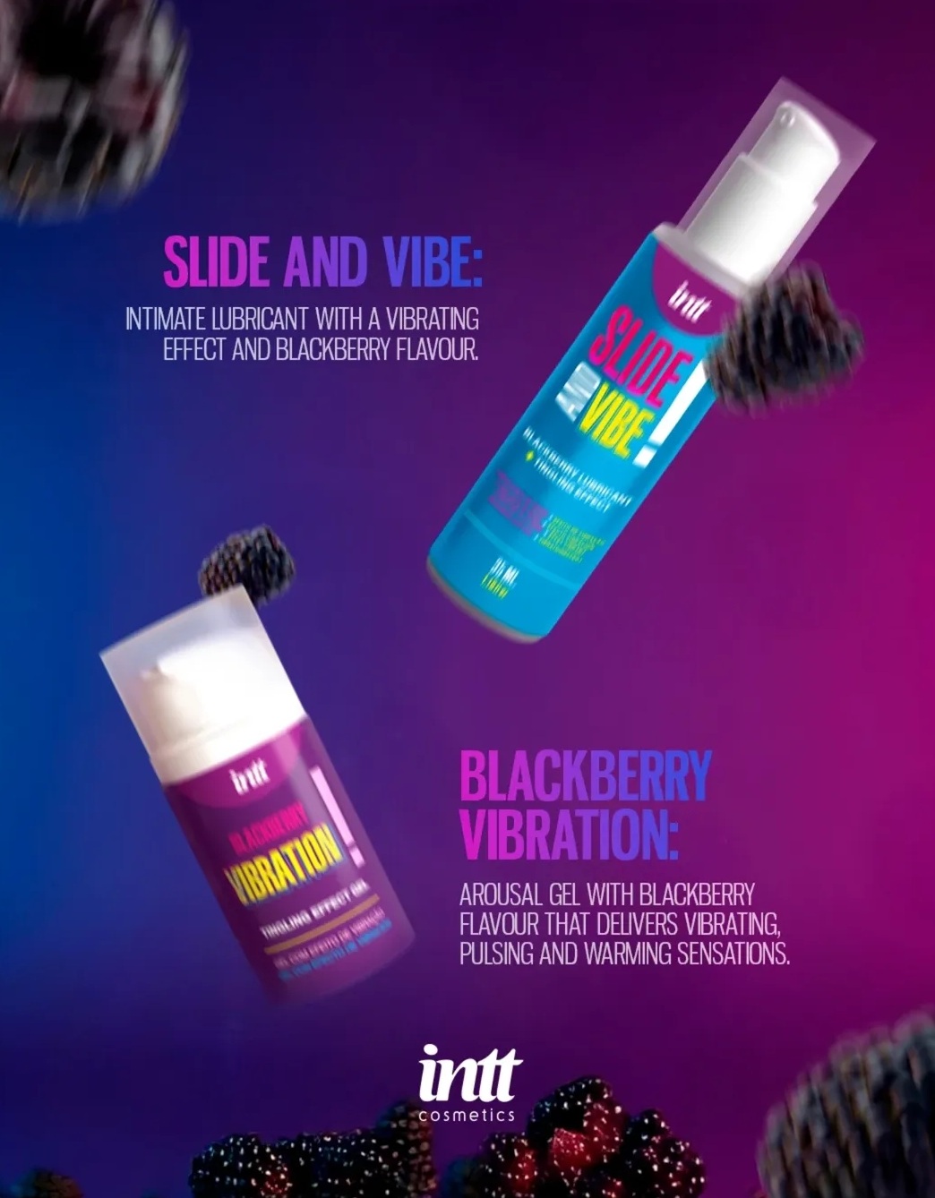 Лубрикант съедобный Intt SLIDE AND VIBE! с ароматом ежевики, 35 мл