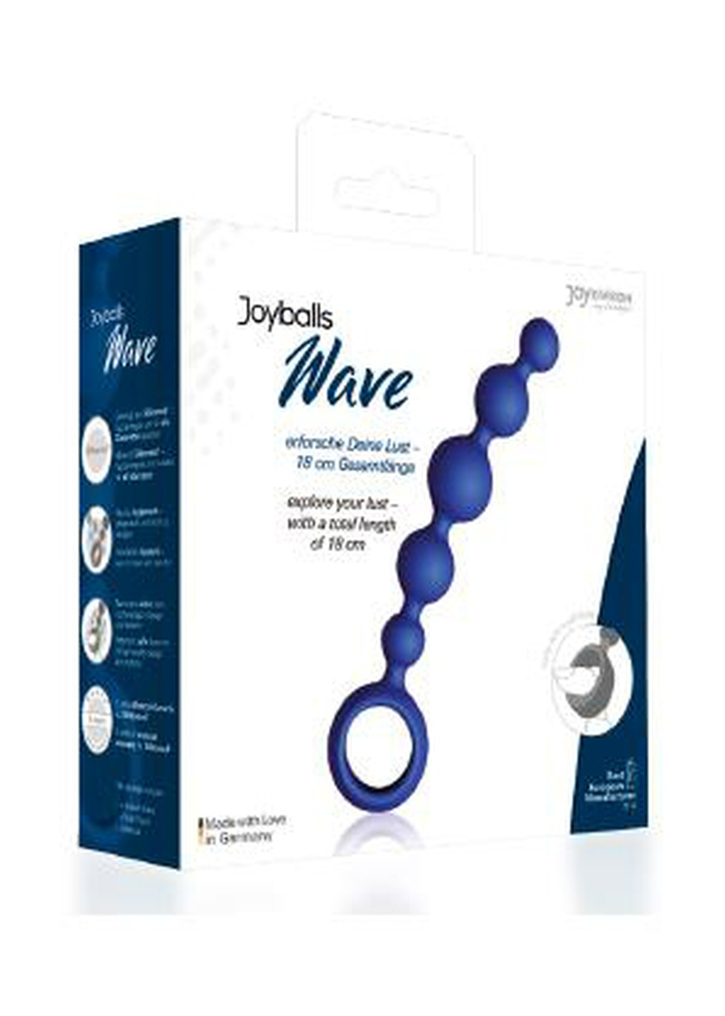 Анальний ланцюжок Joy Division Joyballs anal wave, силіконовий, синій, 17.5 см