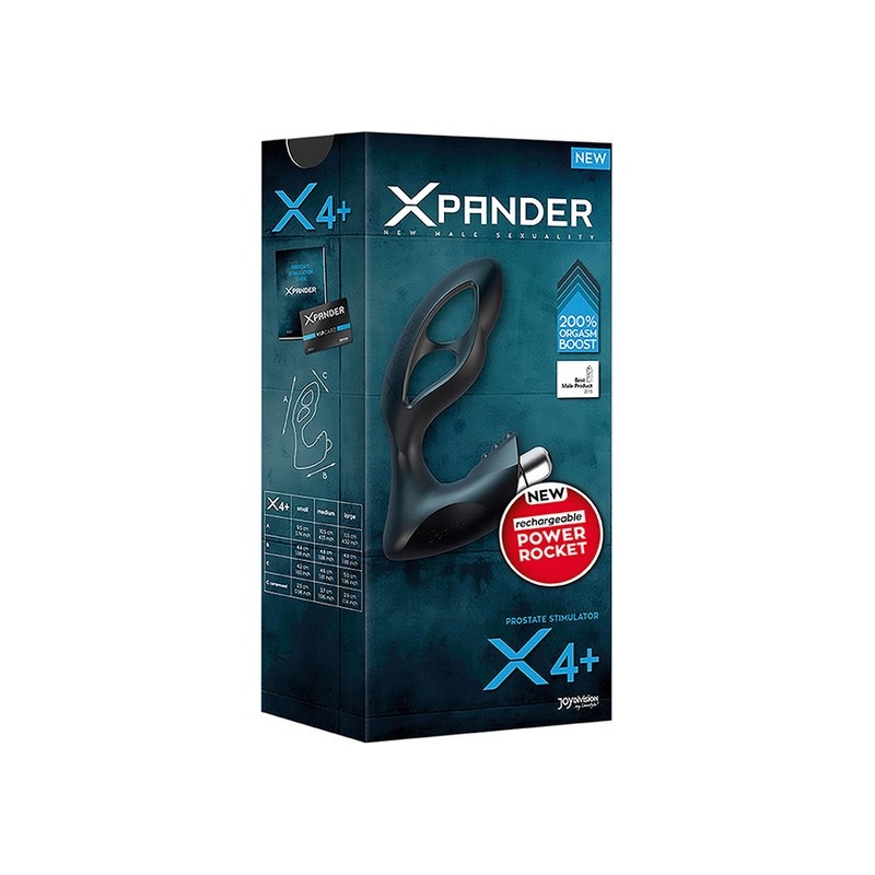 Масажер простати JoyDivision XPANDER X4+ rechargeable PowerRocket, чорний, розмір S, 9.5 см
