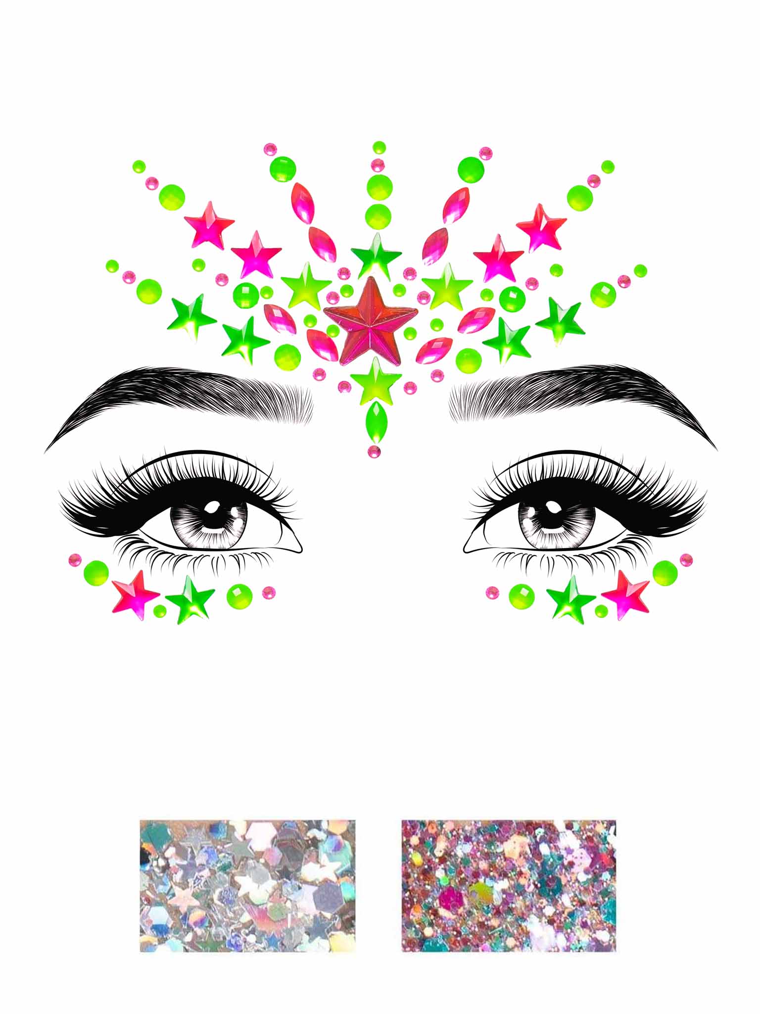 Наклейка із коштовностями Leg AvenueVibe Neon Face jewels sticker O/S