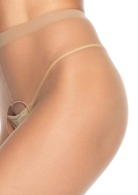 Колготки нейлонові Leg Avenue Sheer Crotchless Pantyhose з вирізом бежевого кольору, O/S