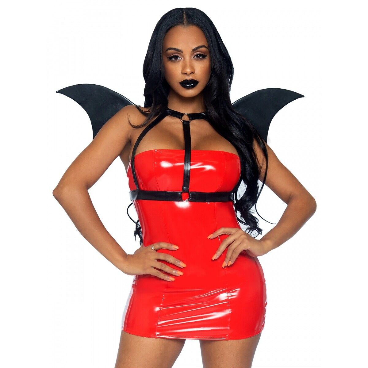 Портупєя зі штучної шкіри з крилами кажана Leg Avenue Bat wing body harness O/S