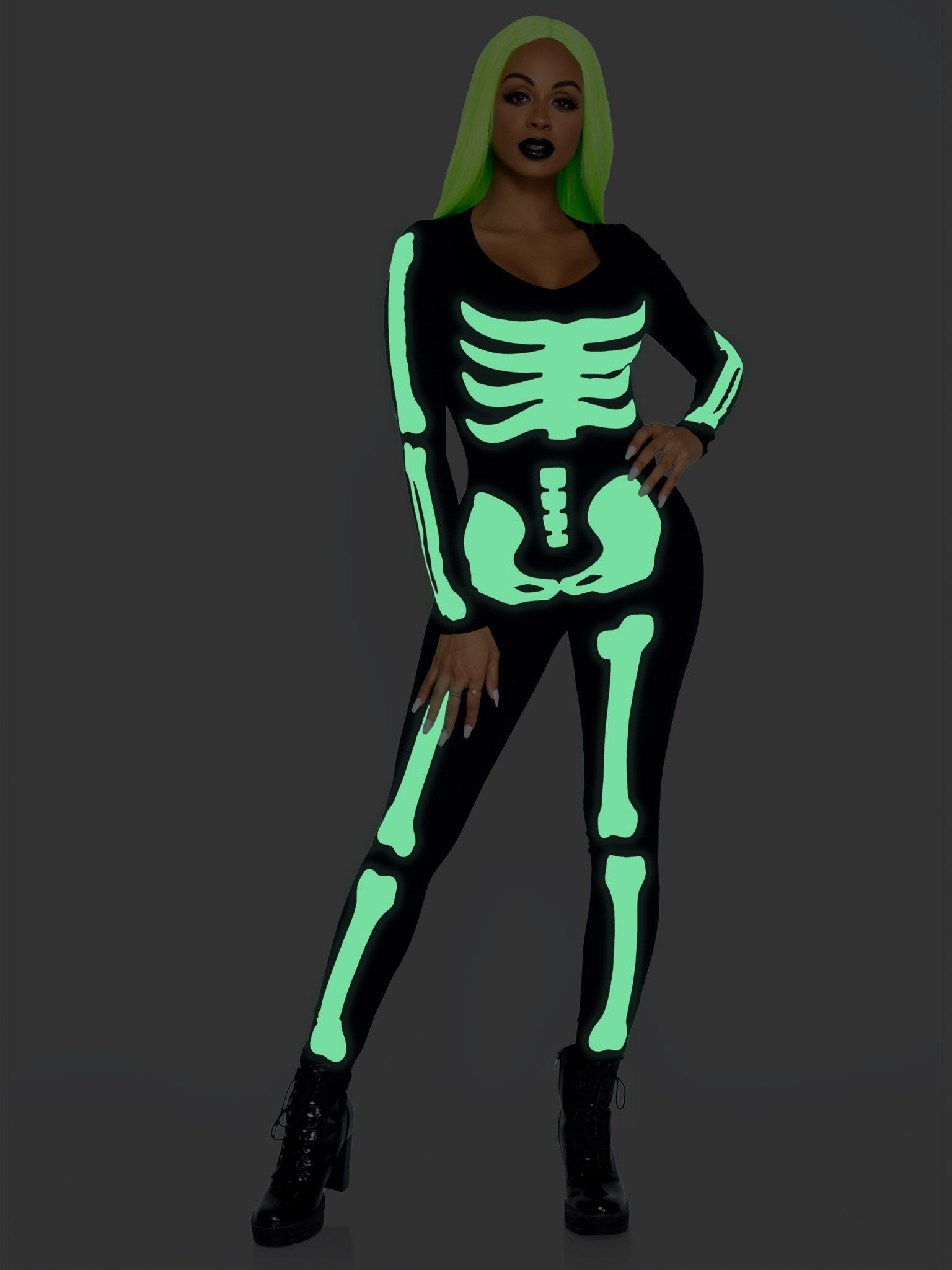 Костюм скелета, світиться у темряві Leg Avenue Womens Skeleton Bodysuit Halloween, розмір S