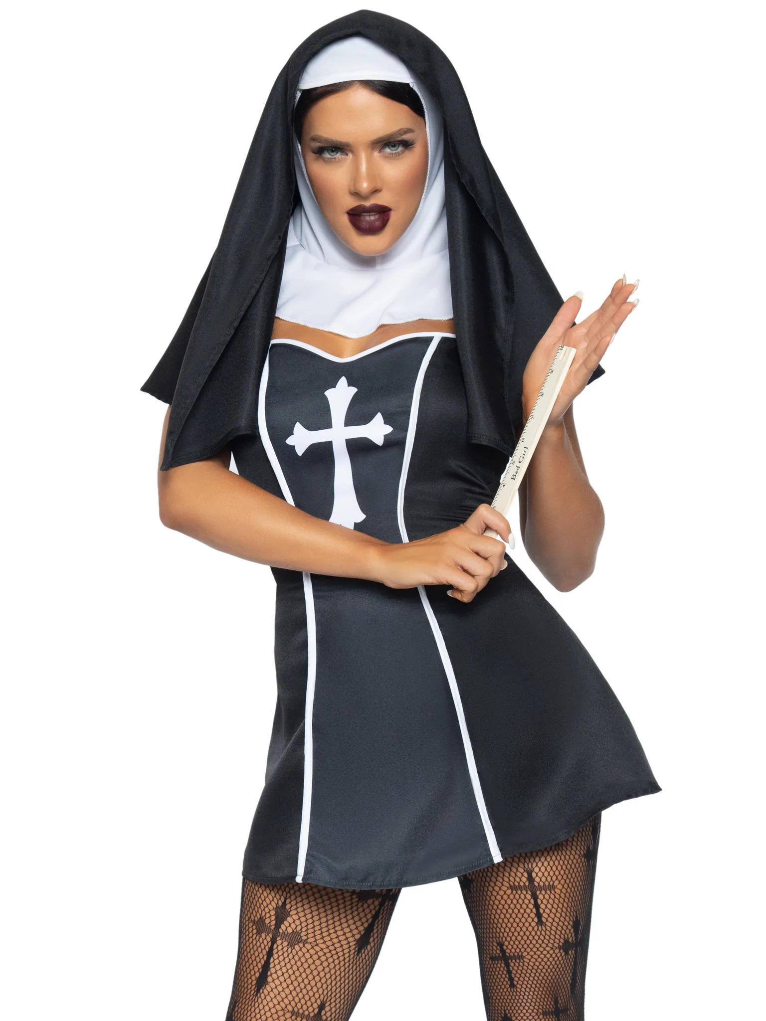 Костюм монашки Leg Avenue, М, Naughty Nun 2 предмета, черный