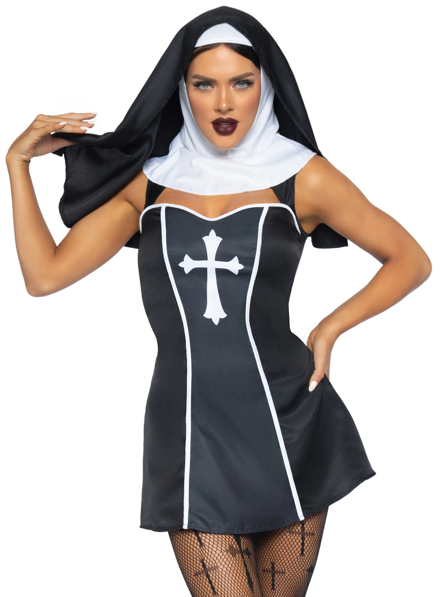 Костюм монашки Leg Avenue, XS, Naughty Nun 2 предмета, черный