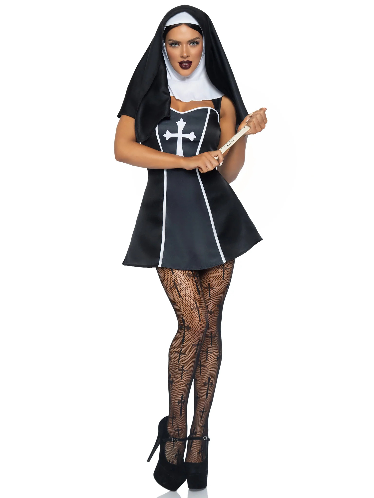 Костюм монашки Leg Avenue, XS, Naughty Nun 2 предмета, черный