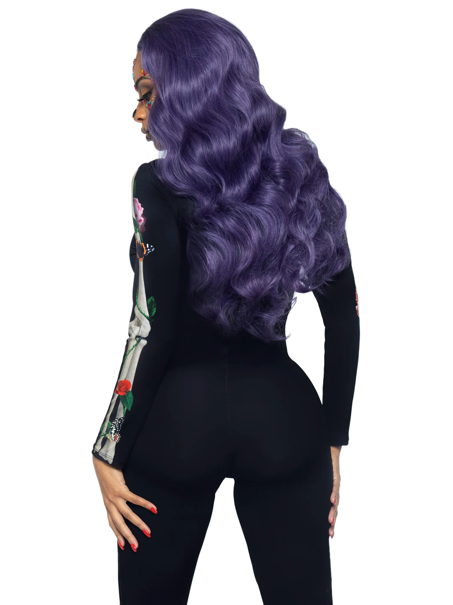 Комбинезон скелет с цветочным принтом Leg Avenue Floral skeleton catsuit M