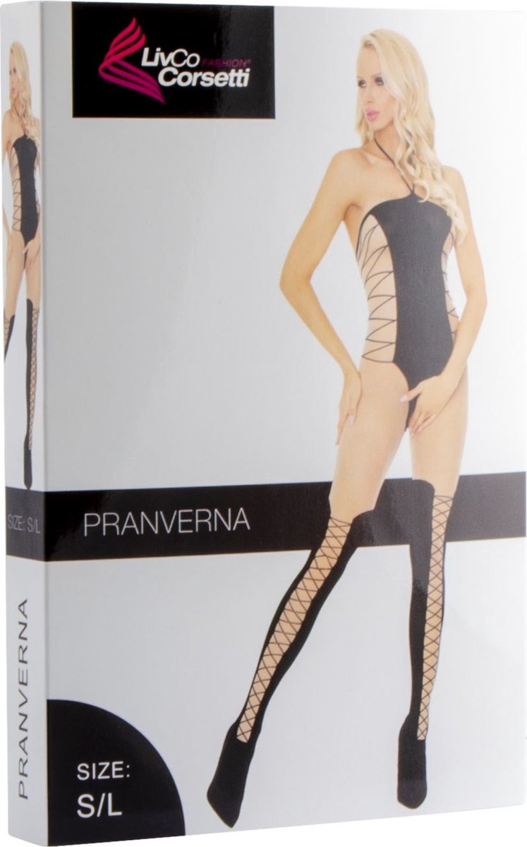 Комбінезон з імітацією боді та панчох Livia Corsetti Pranverna чорний-бежевий, S/M