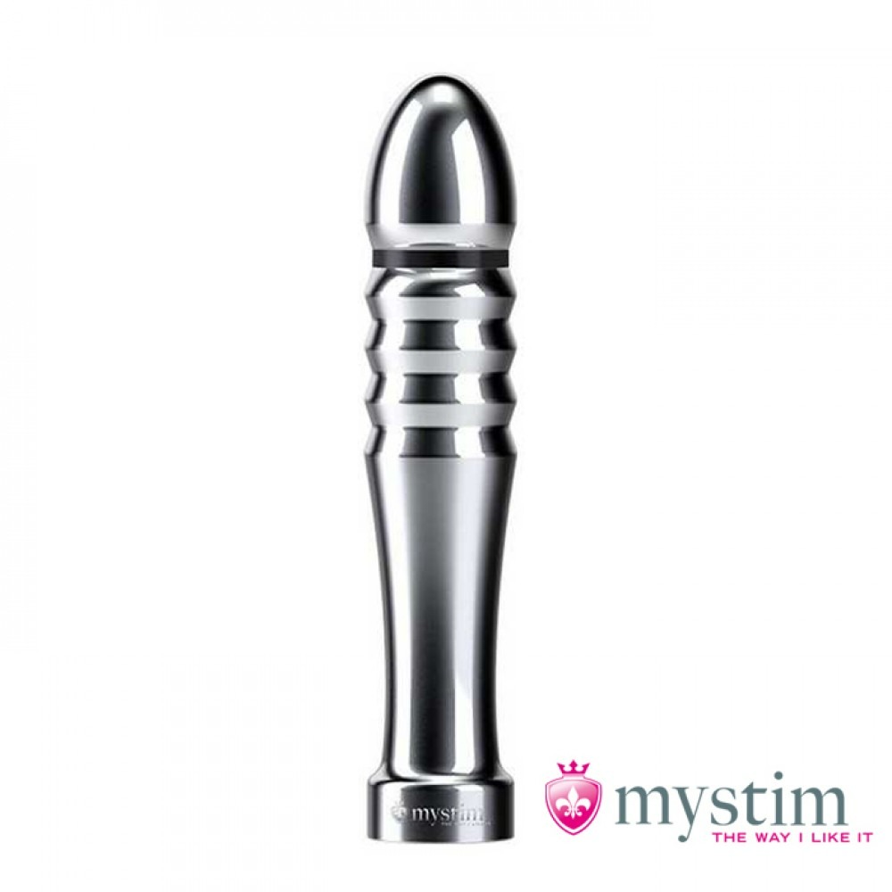 Фаллоимитатор с электростимуляцией Mystim серебряный, 13 х 2.6 см