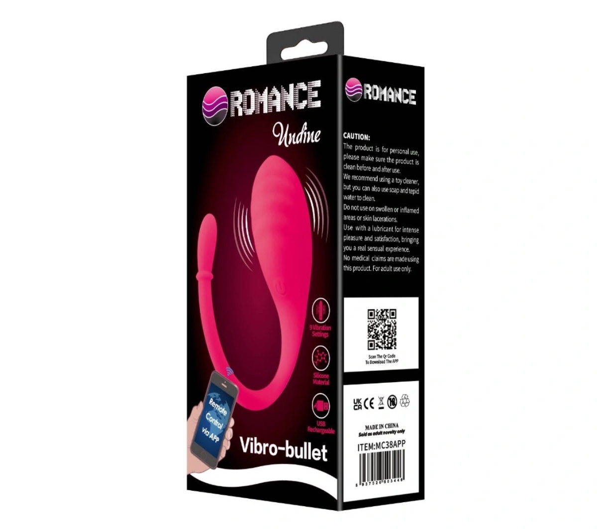 Віброяйце Romance Undine Vibro-Bullet силіконове, з додатком, рожеве, 20,5 х 3,4 см