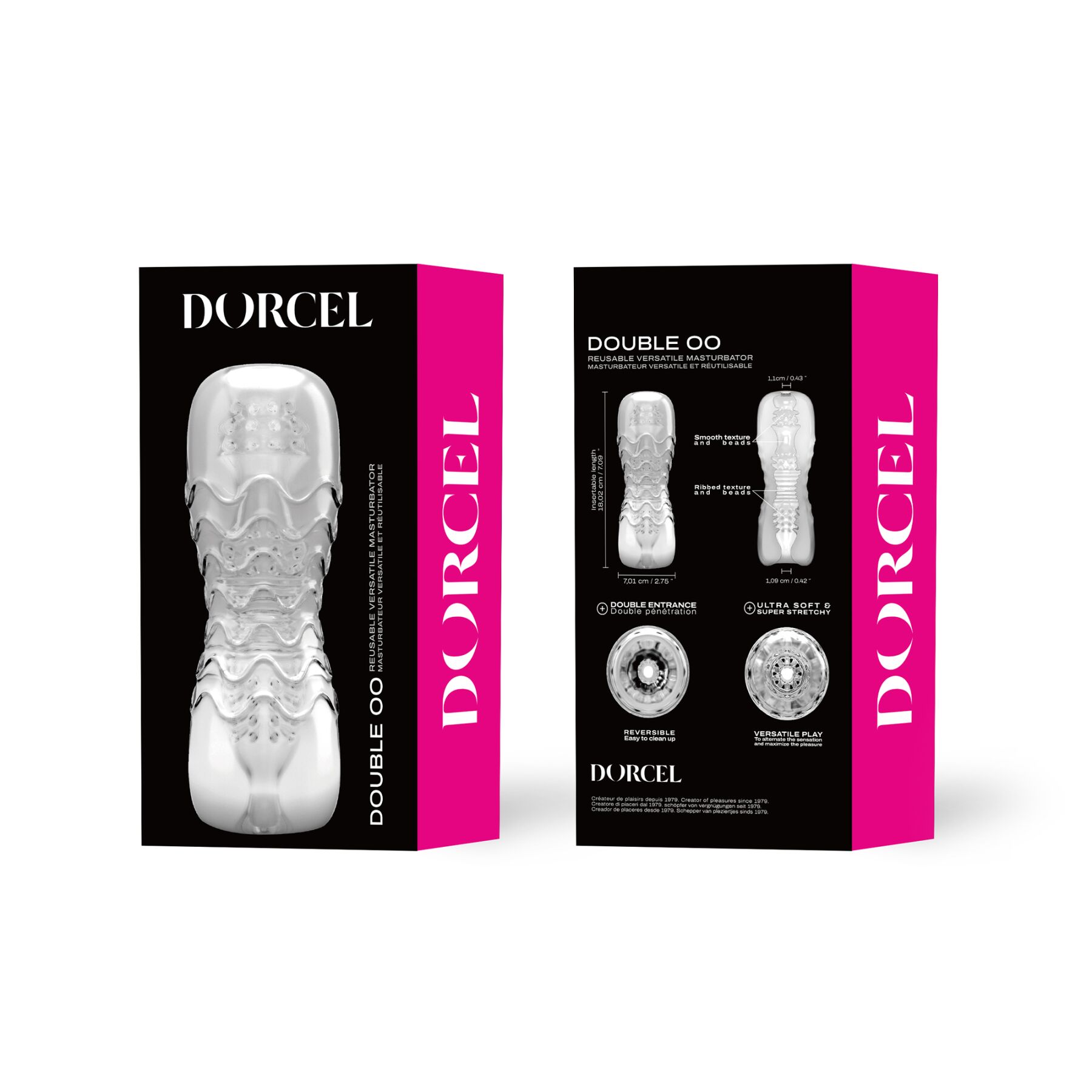 Мастурбатор Dorcel Double OO, двусторонний, два рельефа