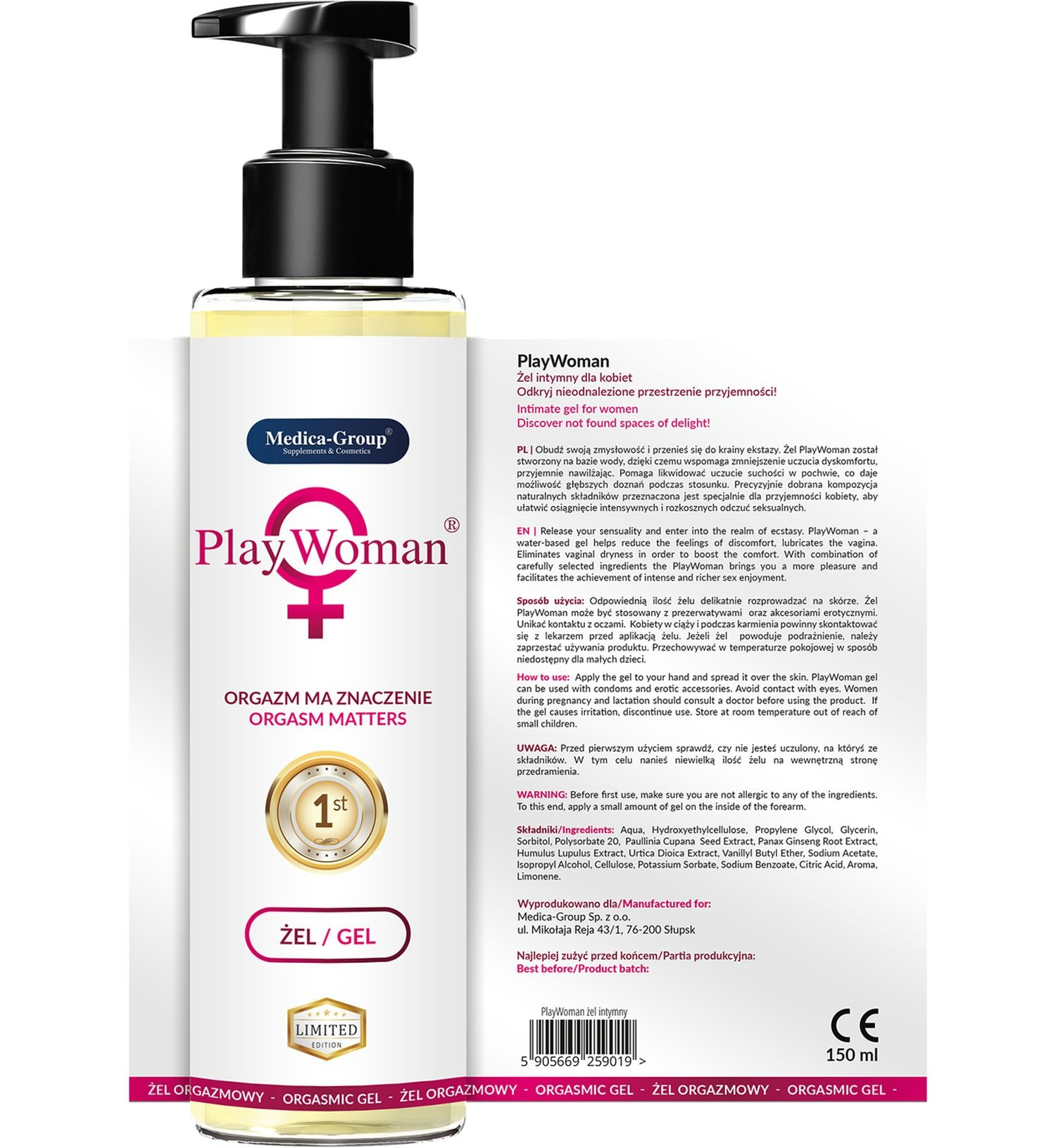 Інтимний гель для жінок Medica PlayWoman для посилення оргазму, 150 мл