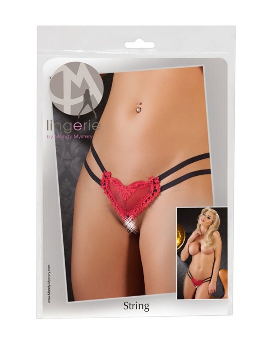 Сексуальні стрінги у формі серця Mandy Mystery з подвійною гумкою, L/XL