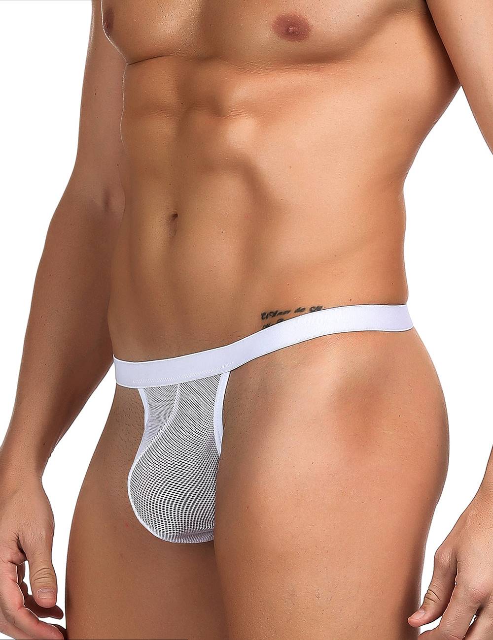 Стринги мужские Star Night в сеточку, белые, XS-M
