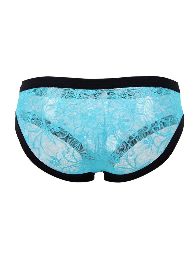 Чоловічі мереживні труси Star Night блакитні з чорним оздобленням, XS