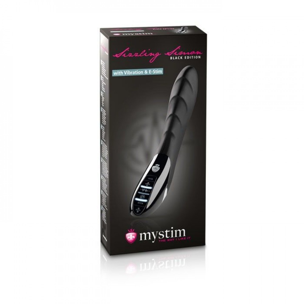 Вібратор ребристий Mystim Sizzling Simon з електростимуляцією, чорний