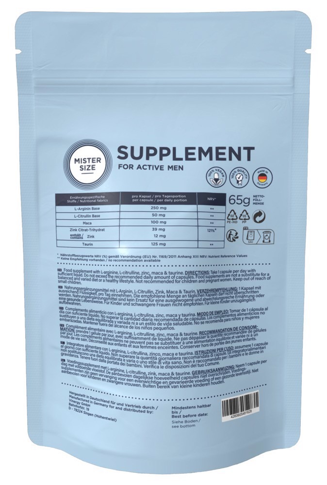 Пищевая добавка для мужчин Mister Size Supplement (цена за упаковку 100 капсул)