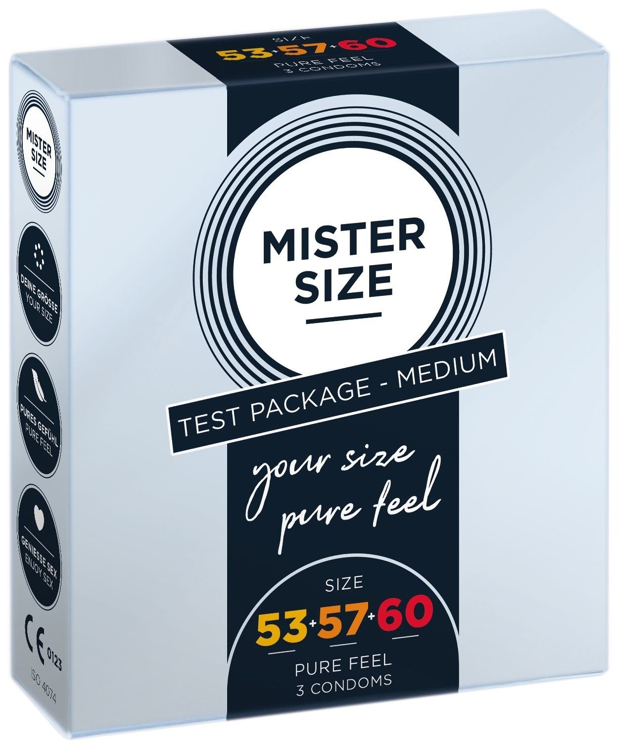 Тестбокс/Комплект із 3-х презервативів Mister Size 53-57-60, для визначення ідеального розміру
