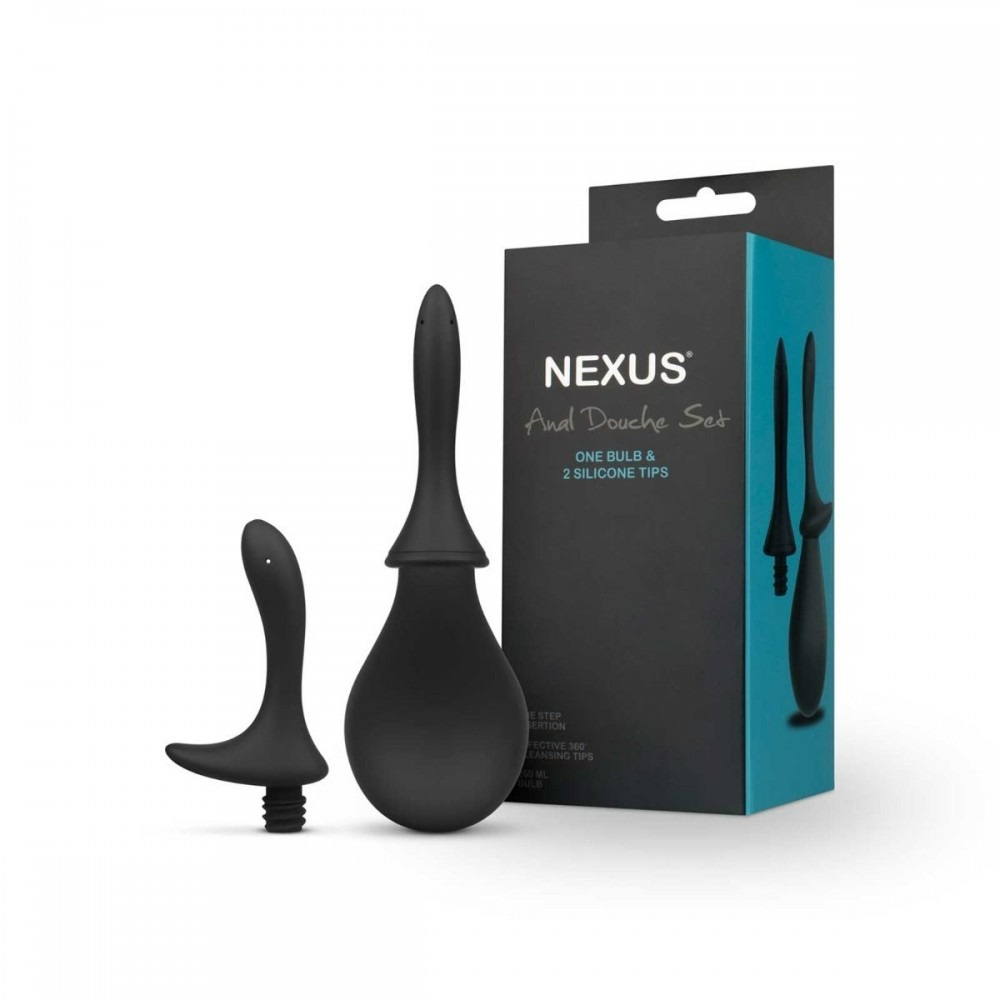 Анальний душ із двома насадками Nexus, чорний, 260 мл