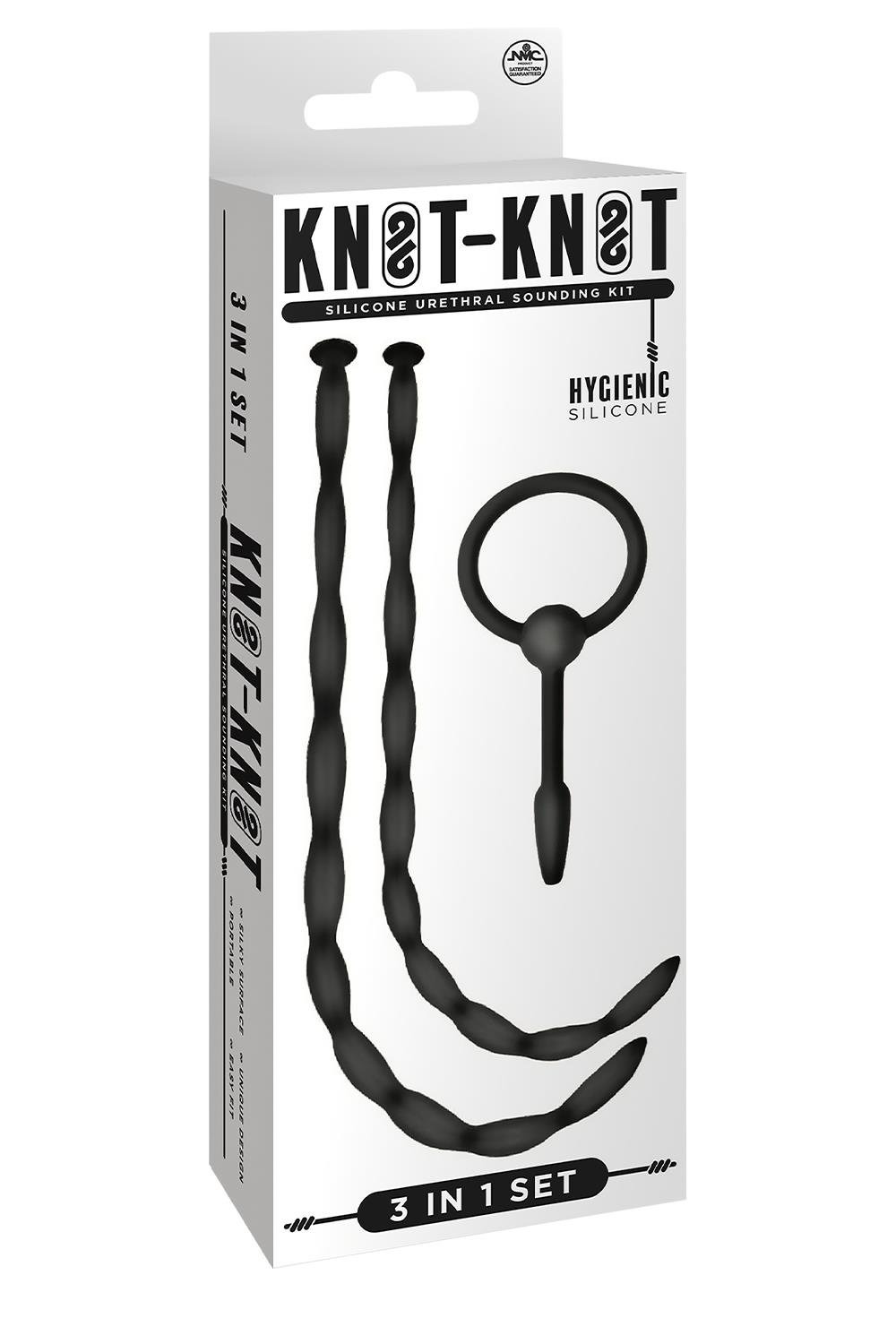 Набір чорних уретральних катетерів NMC Knot Knot XL із силікону з намистинами, XL