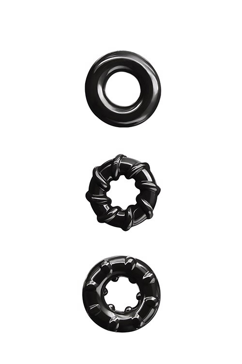 Набор эрекционных колец NS Novelties Renegade Dyno Cock Rings, черные, 3 шт