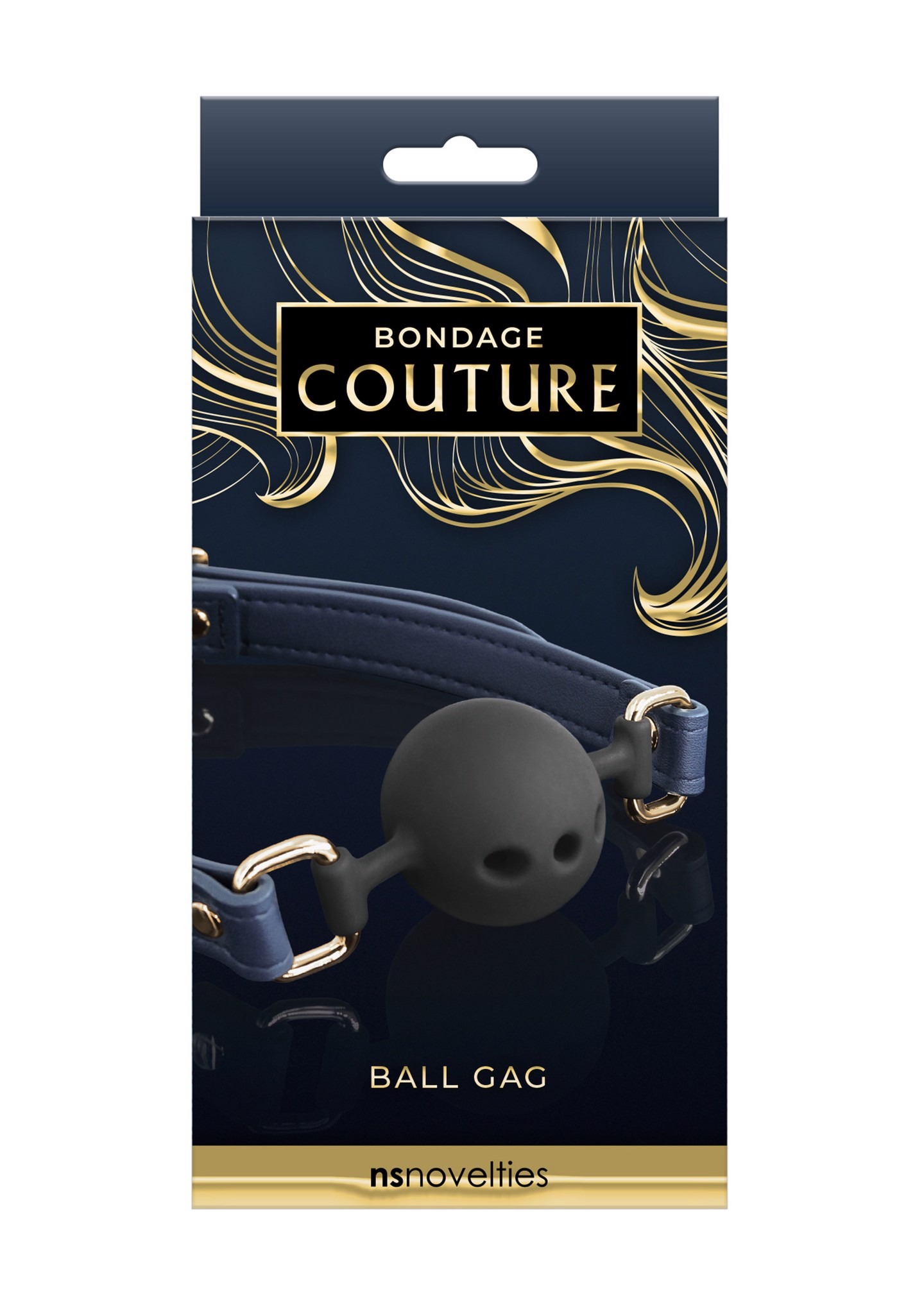 Кляп шар силіконовий NS Novelties Bondage Couture Ball, чорно-синій