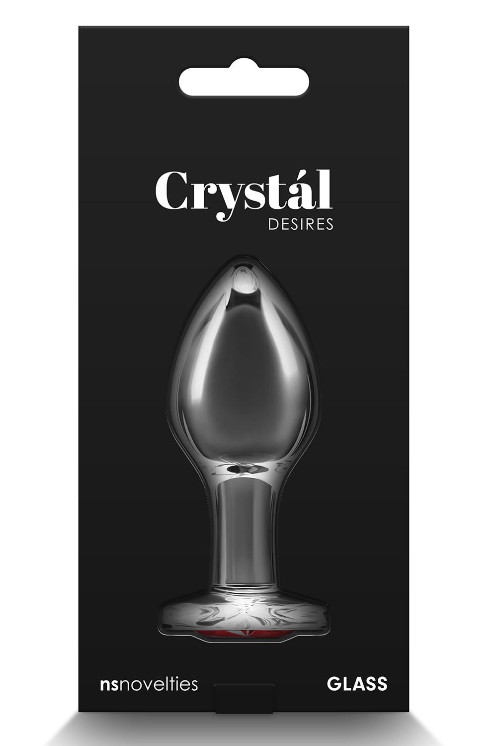Анальна пробка прозора NS Novelties Crystal Hear скляна з червоним серцем, M
