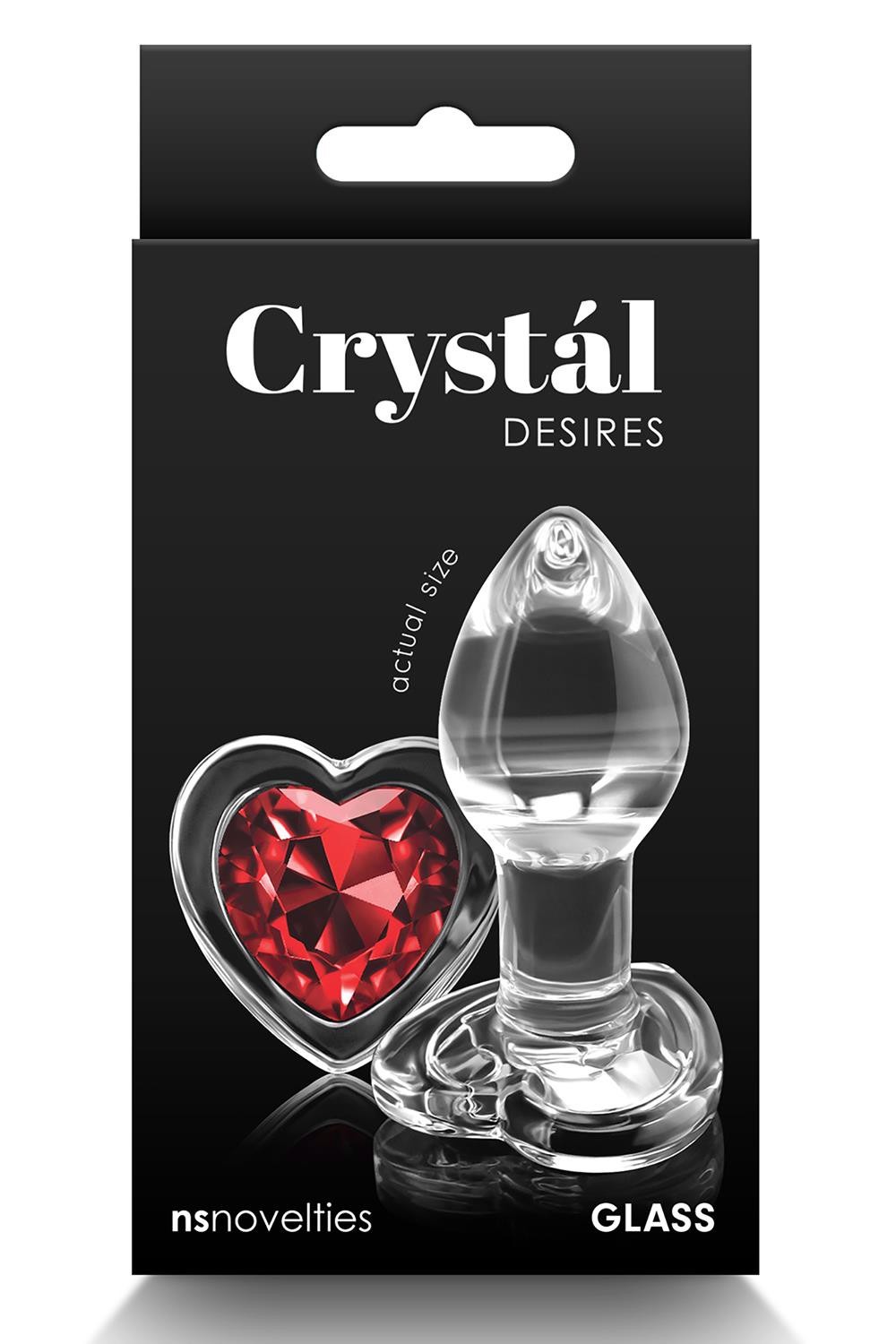 Анальная прозрачная пробка с сердцем NS Novelties Crystal Desires Red Heart стеклянная, Mini