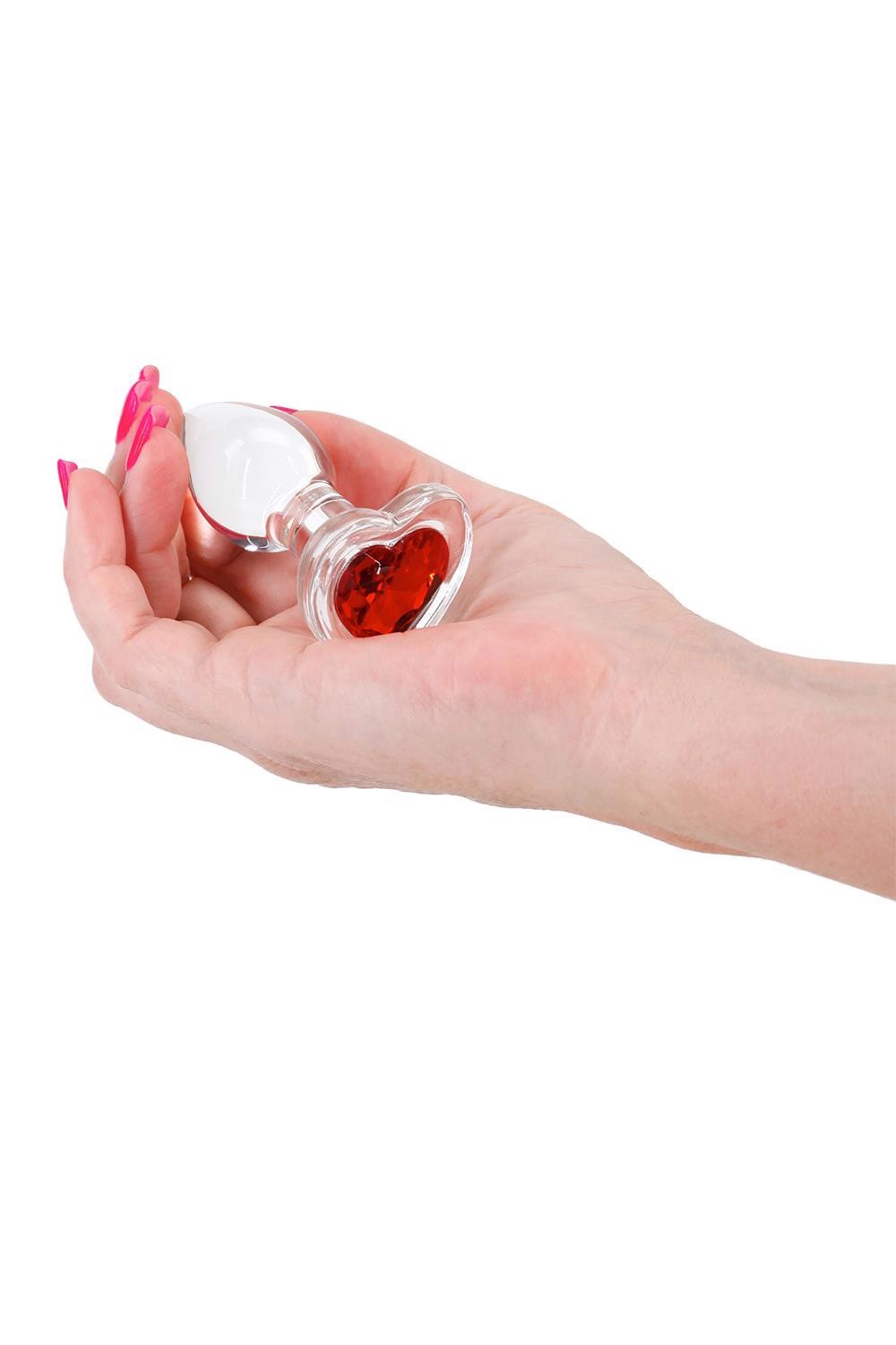 Анальная прозрачная пробка с сердцем NS Novelties Crystal Desires Red Heart стеклянная, Mini