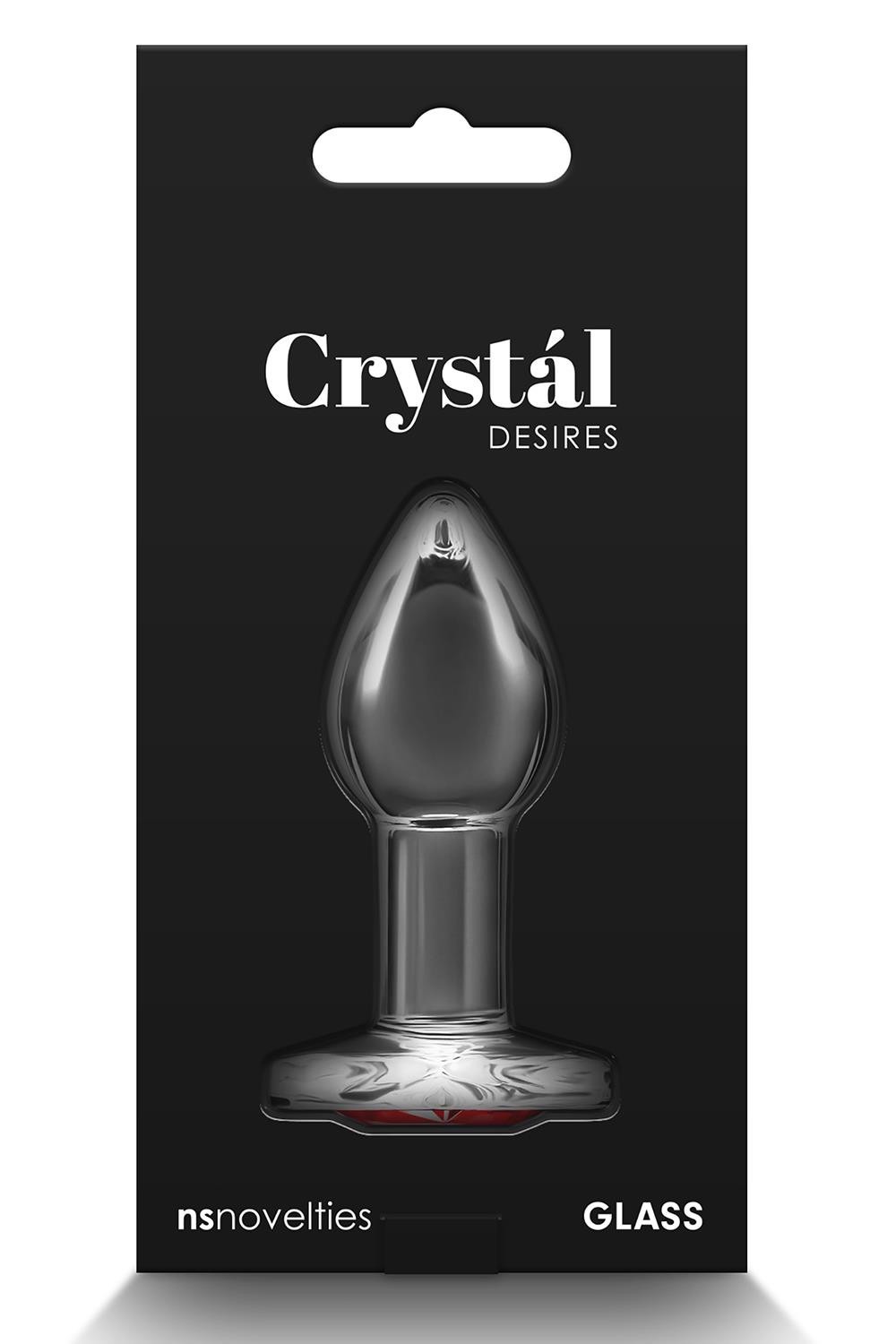 Анальная прозрачная пробка с сердцем NS Novelties Crystal Desires Red Heart стеклянная, Mini